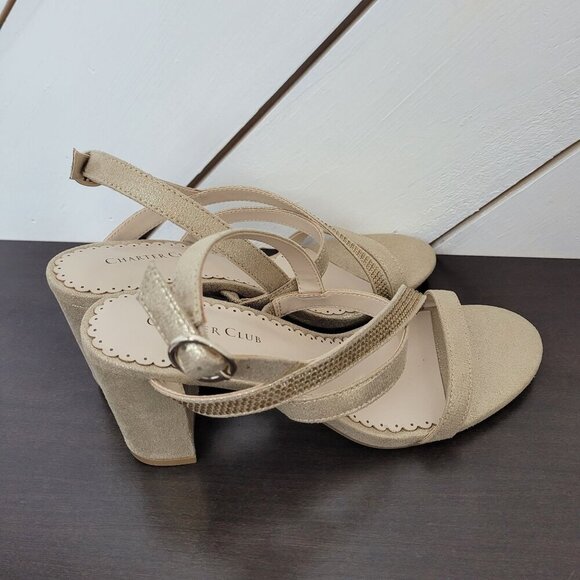 NEW Charter Club Lunah Women's 6.5M Gold Strappy Heel Sandals - Picture 3 of 8